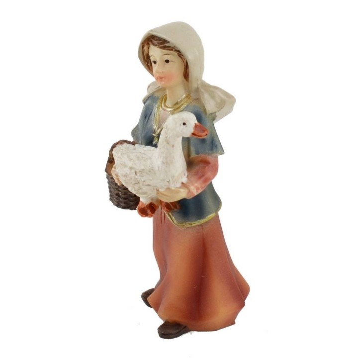Mujer con ganso de resina 8 cm