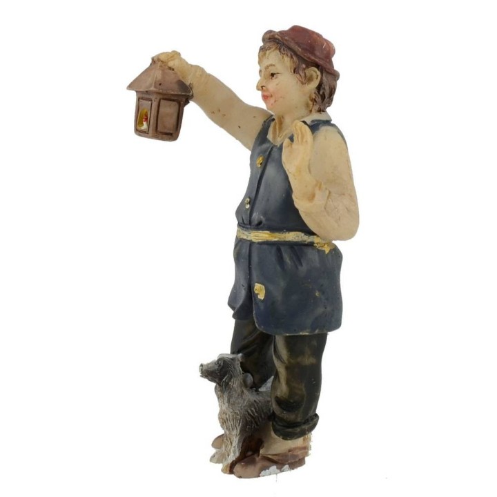 Muchacho con linterna en resina serie 9 cm