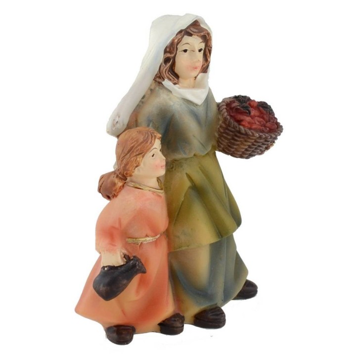 Donna con bambina in resina serie 8 cm