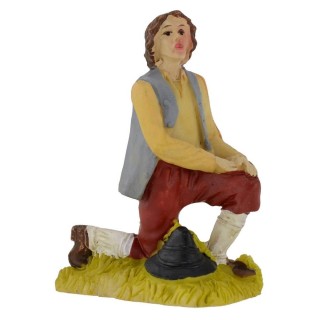 Kneeling shepherd in resin series 9 cm