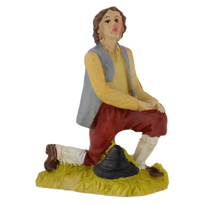 Pastor de rodillas en resina serie 9 cm