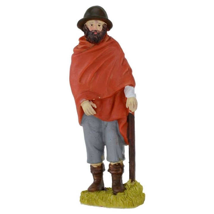 Viandante con bastone in resina 15 cm