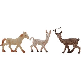 Set 3 animali cavallo, lama, renna serie 6,5 cm