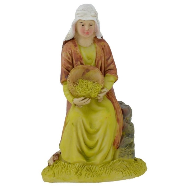 Campesina sentada en resina serie 15 cm