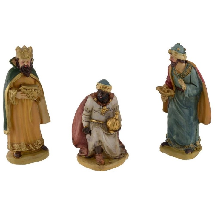 Conjunto de 3 Reyes Magos en resina h. 