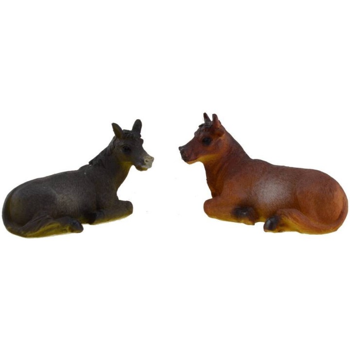 Bue y burro serie 12 cm en resina