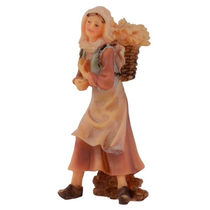 Peasant with hamlet in resin 12 cm