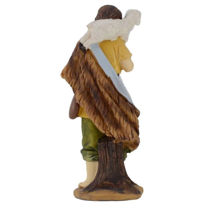 Pastore con agnello in resina 15 cm