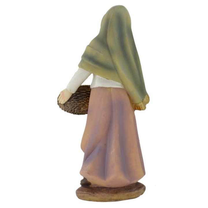 Woman with fruit basket in resin 15 cm