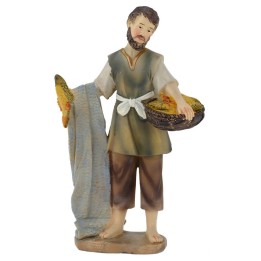 Pescador con cesta de pescado resina 15 cm
