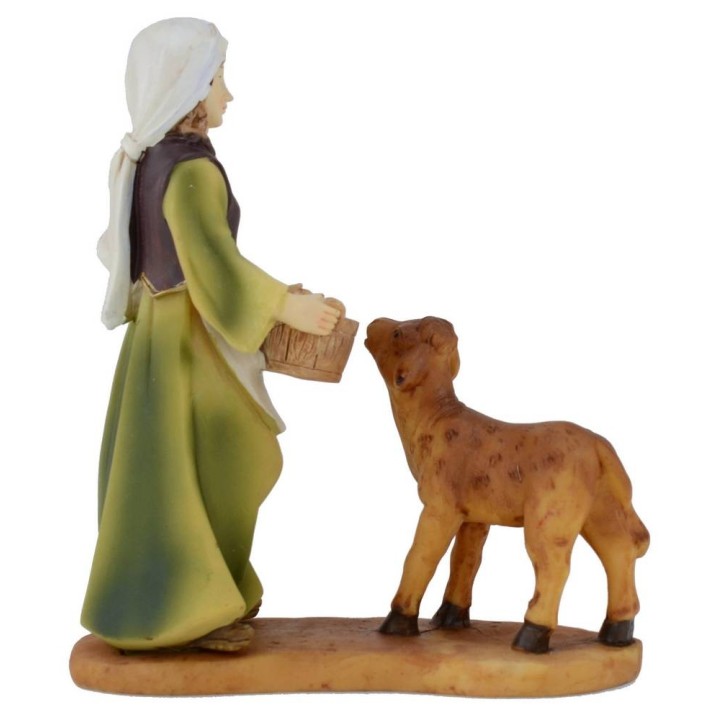 Woman who abbevera lamb in resin 15 cm