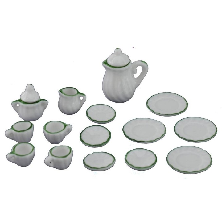 Juego de té y café de porcelana de 15 piezas