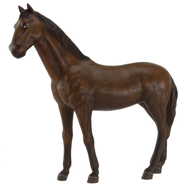 Caballo marrón de resina para estatuas de 30 cm.