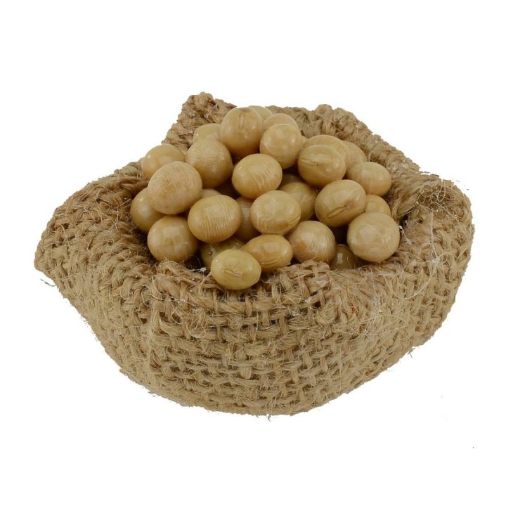 Cesta de yute con huevos de 4,5 cm - miniatura de belén