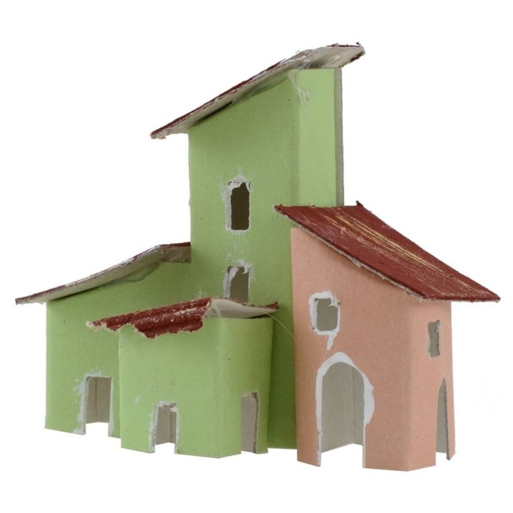Set de 2 casitas coloridas para pesebre de 7x3,5x6,5 cm h