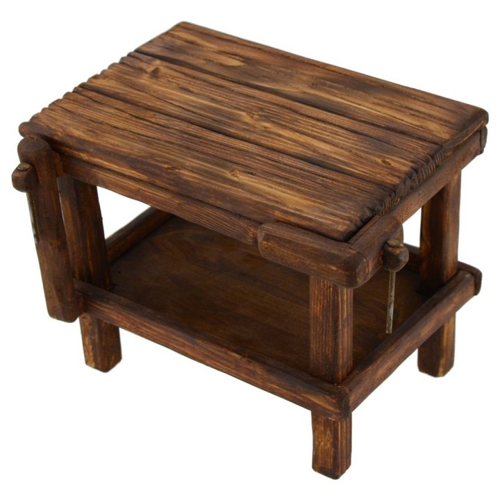 Mesa con mordazas de madera de 18x10x15 cm h. 