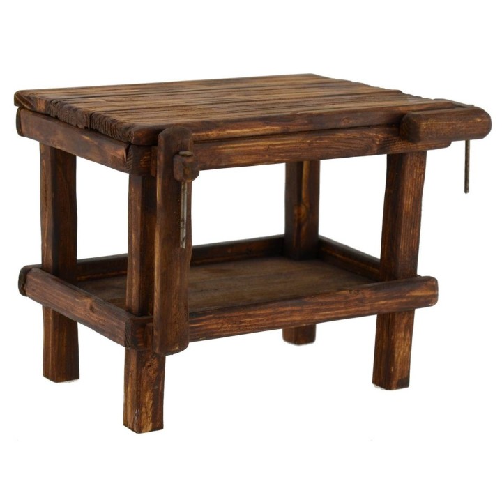 Mesa con mordazas de madera de 18x10x15 cm h. 