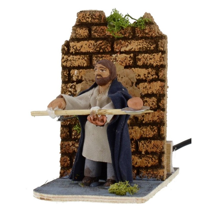 Fornaio 8 cm in movimento per presepe
