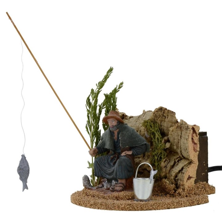 Pescador sentado en movimiento 10 cm Oliver belén