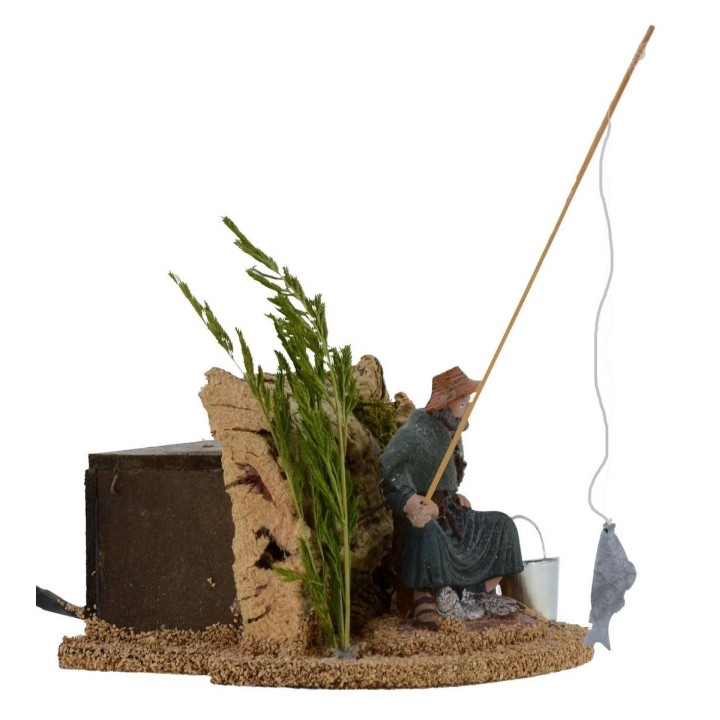 Pescatore seduto in movimento 10 cm Oliver presepe