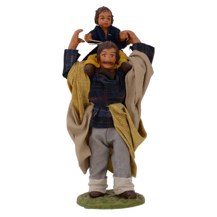 Uomo con bambino sulle spalle 12 cm Lux