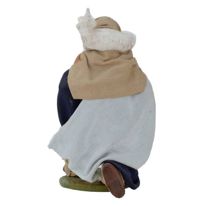 Buon pastore inginocchiato con pecora serie 12 cm Lux