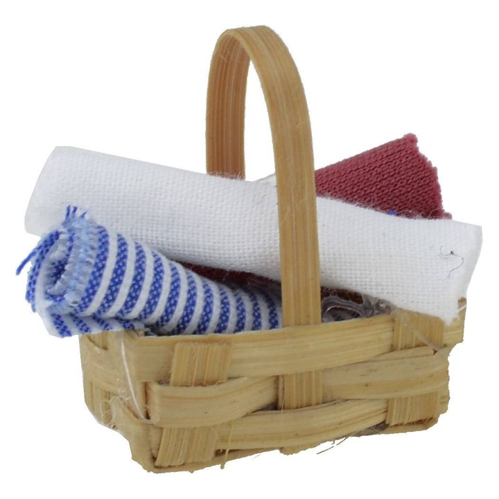Cesto con stoffe assortite cm 2,5x1,5x2,8 h
