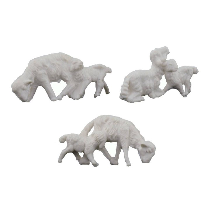 Conjunto de 3 ovejas con corderito para estatuas de 5-6 cm de