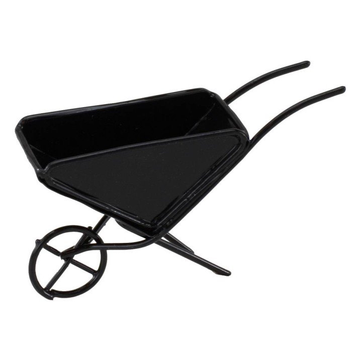 Carretilla de metal negra para estatuas de 10 cm