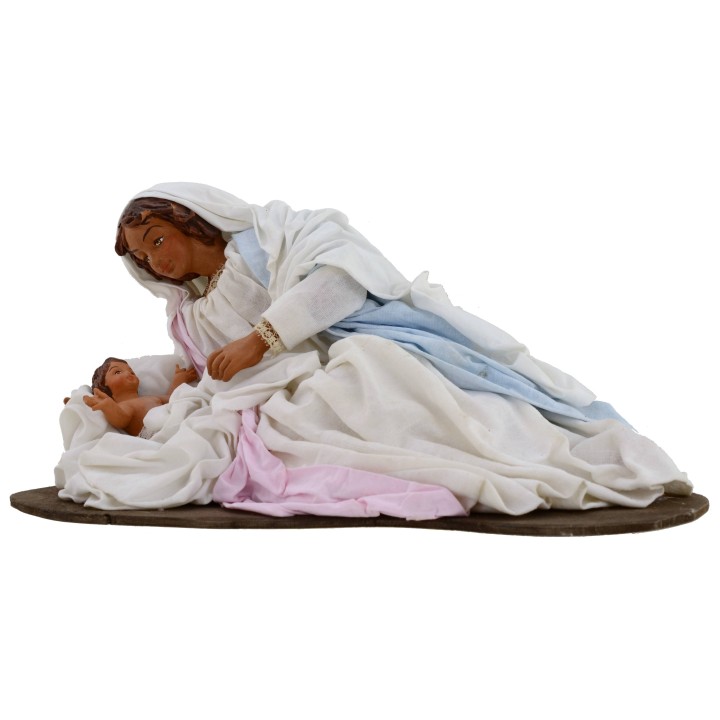 Natividad en terracota con Virgen acostada 30 cm