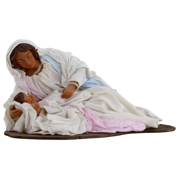 Natividad en terracota con Virgen acostada 30 cm