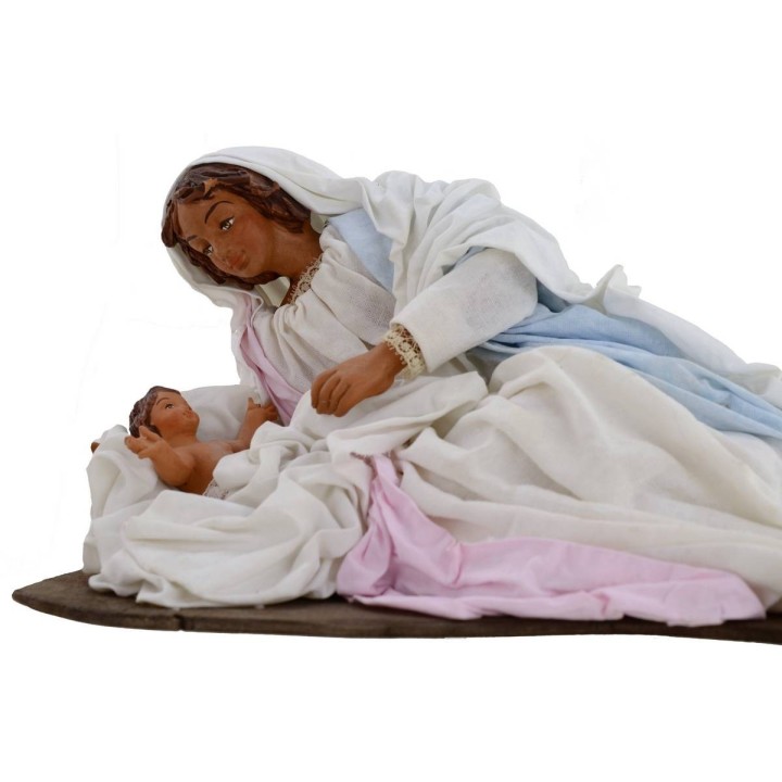 Natividad en terracota con Virgen acostada 30 cm