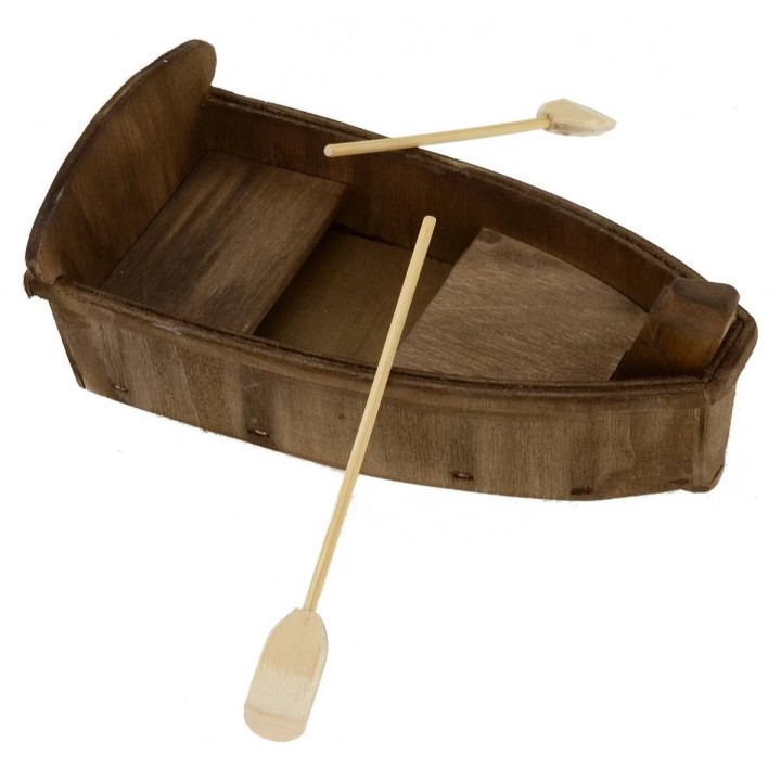 Wooden boat with remi cm 16X8,5X4, 2 h