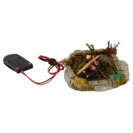 Bivacco con fuoco led fiamma tremolante a batterie per presepe