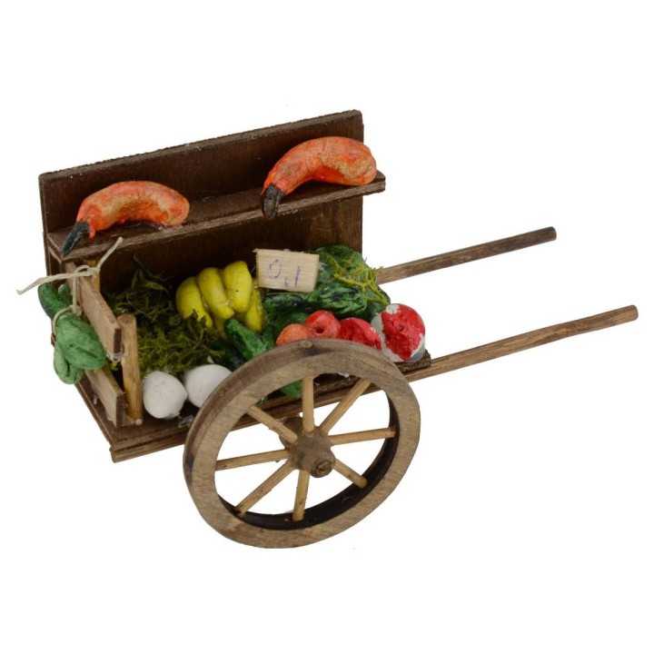 Cart with fruit and vegetables for presepe cm 7x14x8, 3 h