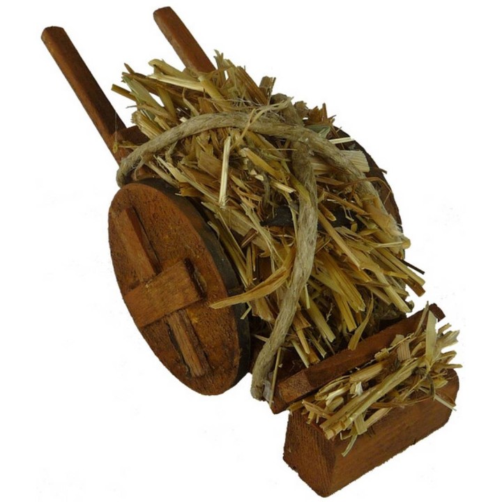 Carro in legno con paglia cm 14x5x5,6h