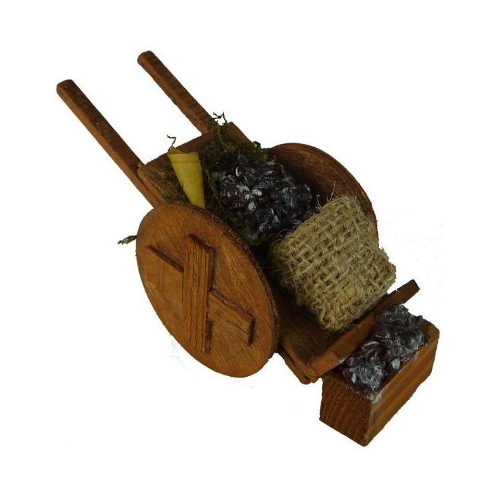 Carro in legno con castagne cm 13,5x5,2x5,5h