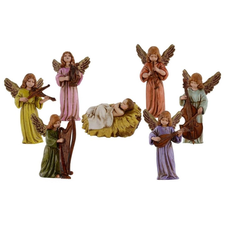 Set Jesus Bambino with 6 angels Landi Moranduzzo