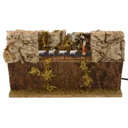 Pastori Landi con pecore al pascolo in movimento per presepe
