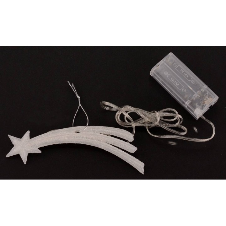 Estrella de cometa 15 cm luz fría con 4 LED a pilas