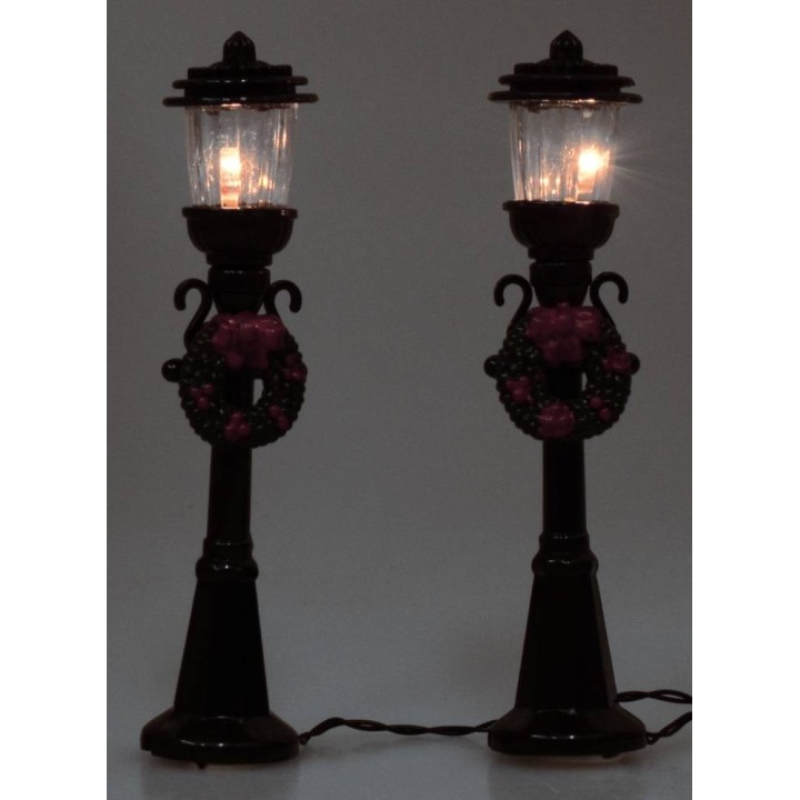 Set di due lampioni per Presepe con luce a batterie cm 2,5x11,5