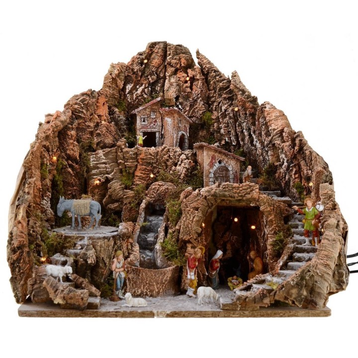 Belén completo con figuras Landi de 52x55x48 cm de altura con