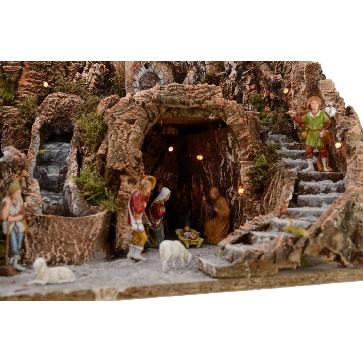 Presepe completo di statue Landi cm 52x55x48 h con cascata