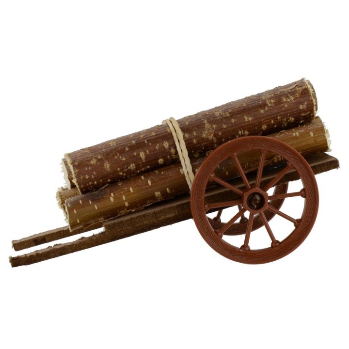 Carro con legna accatastata cm 13x7x6,5 h