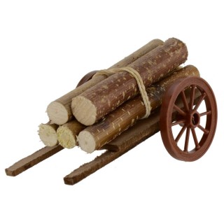 Carro con legna accatastata cm 13x7x6,5 h