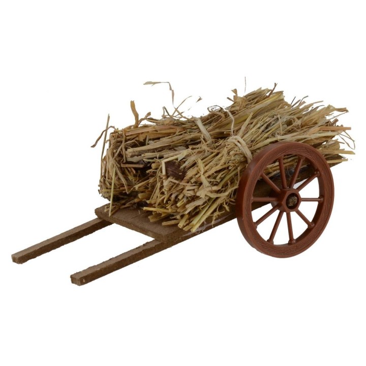 Carro con fascine di paglia cm 13x7x6,5 h