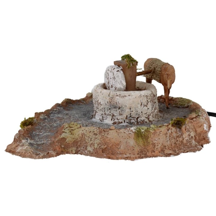 Macina in resina con cavallo in movimento 20x22,5x9 h cm