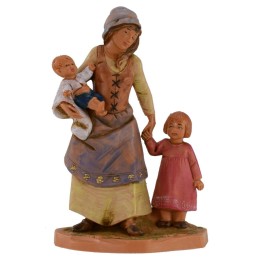 Mamá con recién nacido y niña 12 cm Fontanini