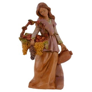 Giovane con cesto di frutta e brocca 12 cm Fontanini