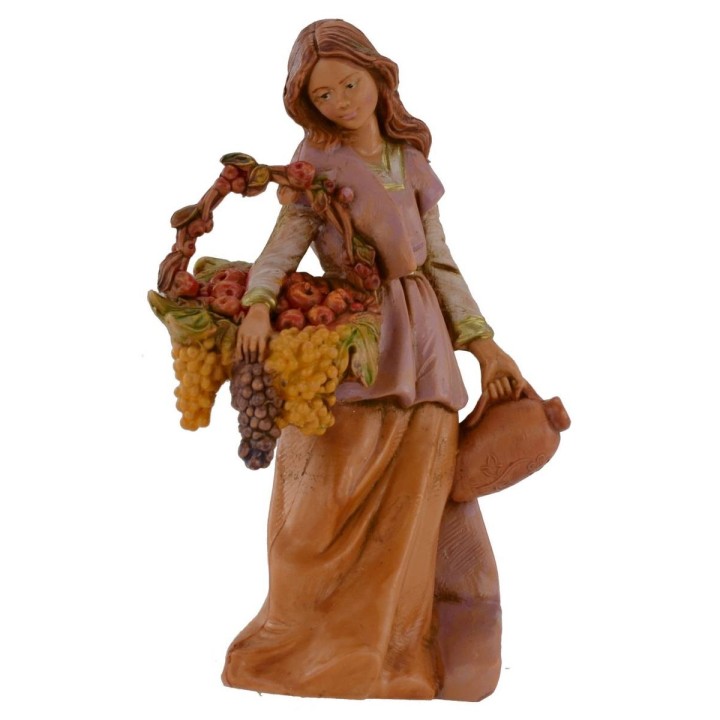 Young with fruit basket and brocca 12 cm Fontanini